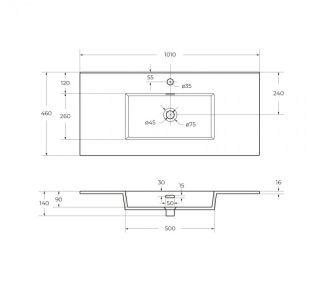 Раковина керамическая, 100 см CEZARES CZR-8002-100 белый